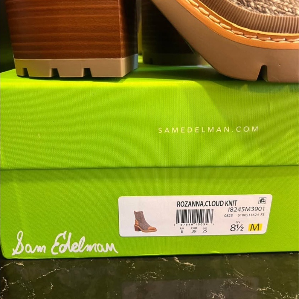 Sam Edelman Rozanna Cloud Knit Lug Sole Sock Boots Grey Tan I8245M3901 Size 8.5 - Picture 4 of 5